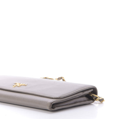 Prada Saffiano Metal Oro Chain Wallet Argilla 7 of 9