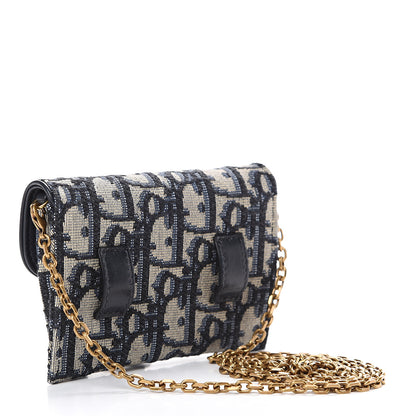 Christian Dior Oblique Nano Saddle Chain Pouch Blue 2 of 8