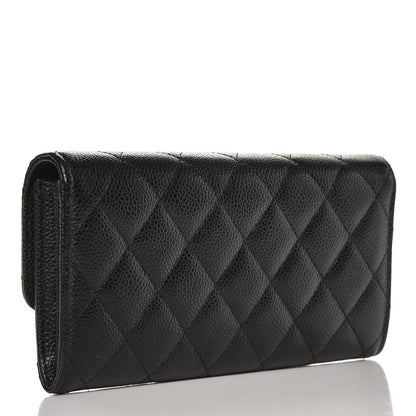 Chanel Caviar Quilted Large Gusset Flap Wallet Black 3 of 9
