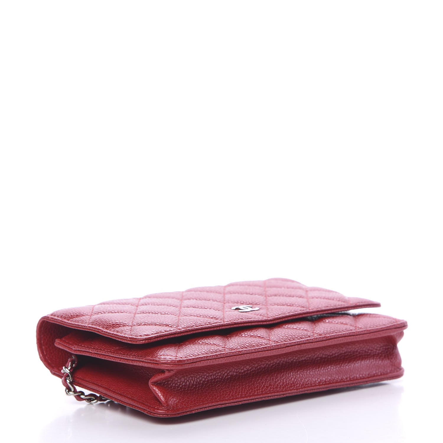 Chanel Iridescent Caviar Quilted Wallet On Chain WOC Red 3 of 11