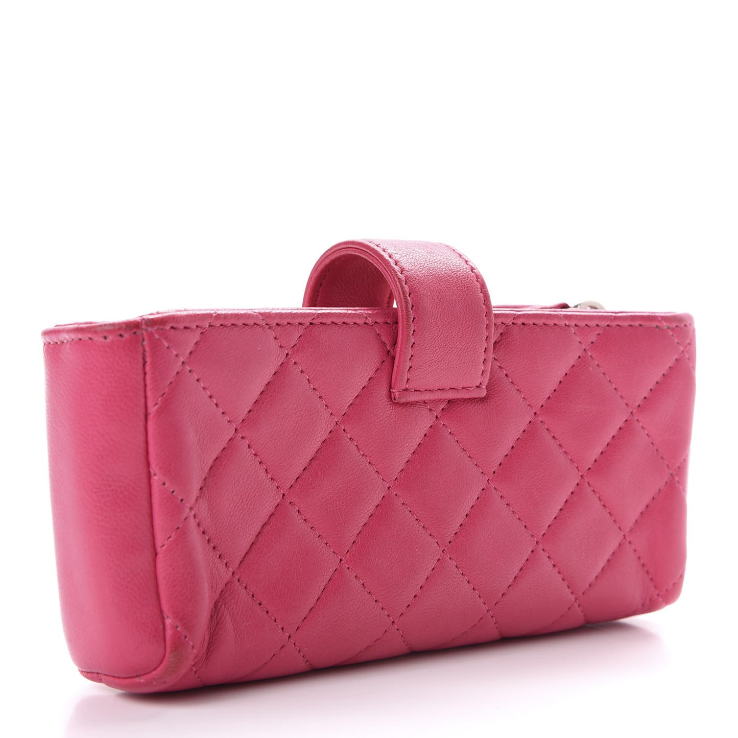 Lambskin Quilted Mini Phone Holder Clutch Pink