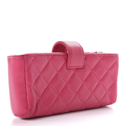 Chanel Lambskin Quilted Mini Phone Holder Clutch Pink 3 of 8