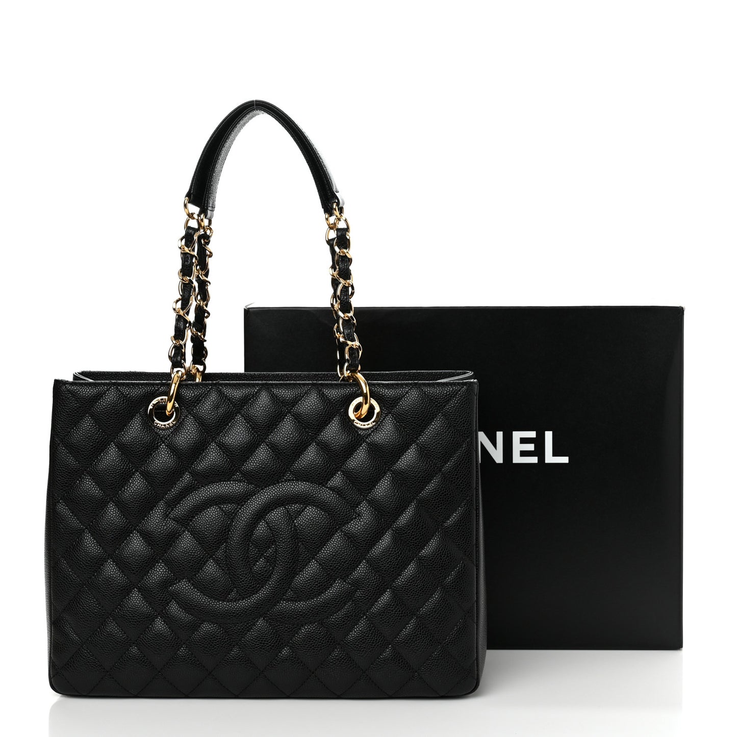 Caviar Quilted Grand Shopping Tote GST Black