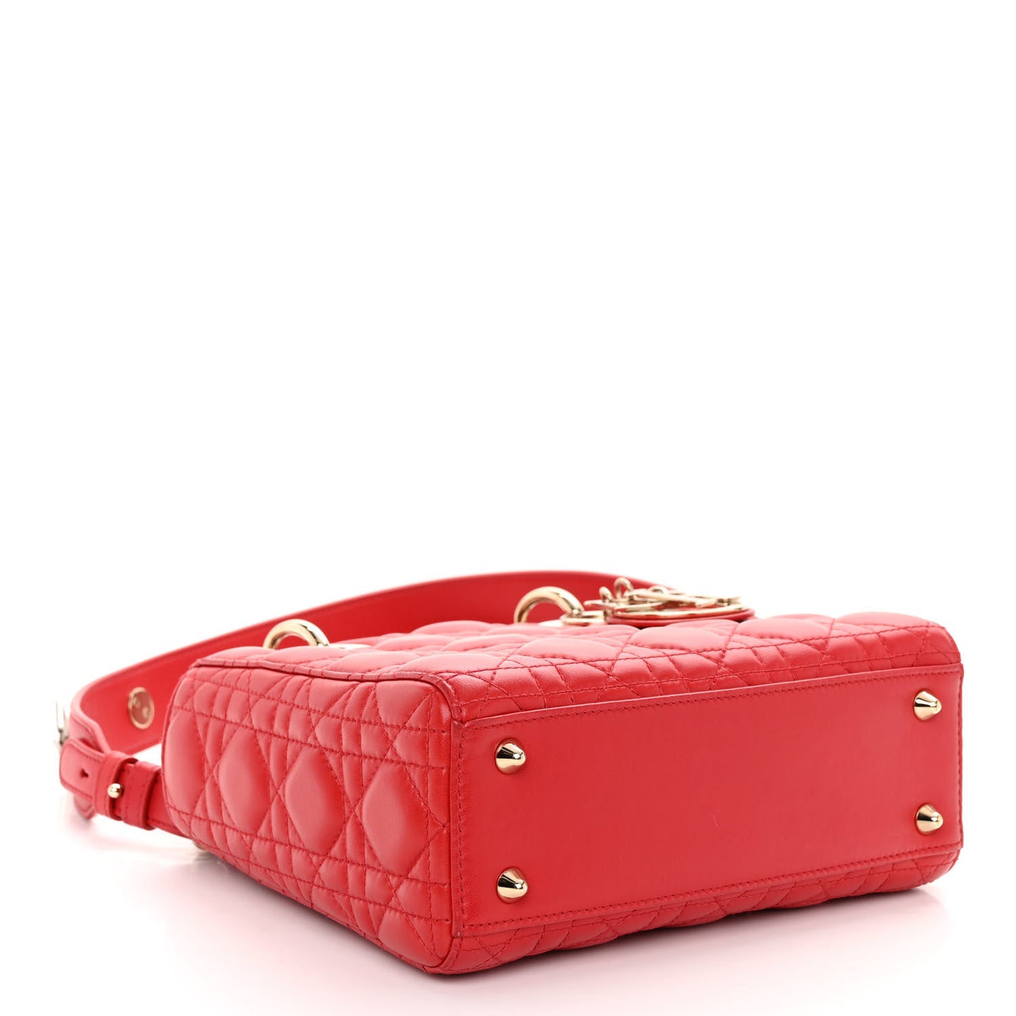 CHRISTIAN DIOR Lambskin Cannage Small Lucky Badges My Lady Dior Red