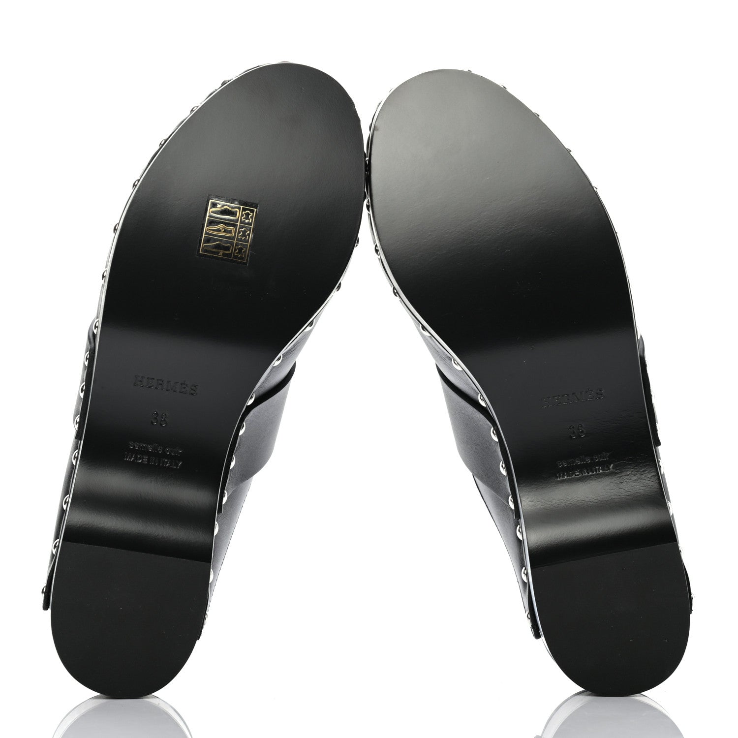 Hermes Calfskin Calya Mules 38 Black 5 of 8