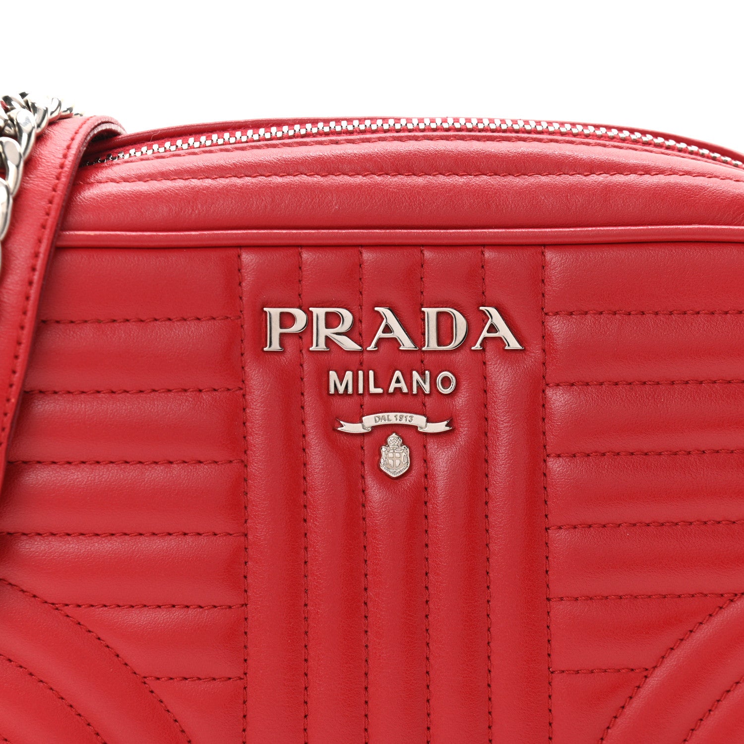Prada Soft Calfskin Diagramme Camera Bag Rosso 8 of 11