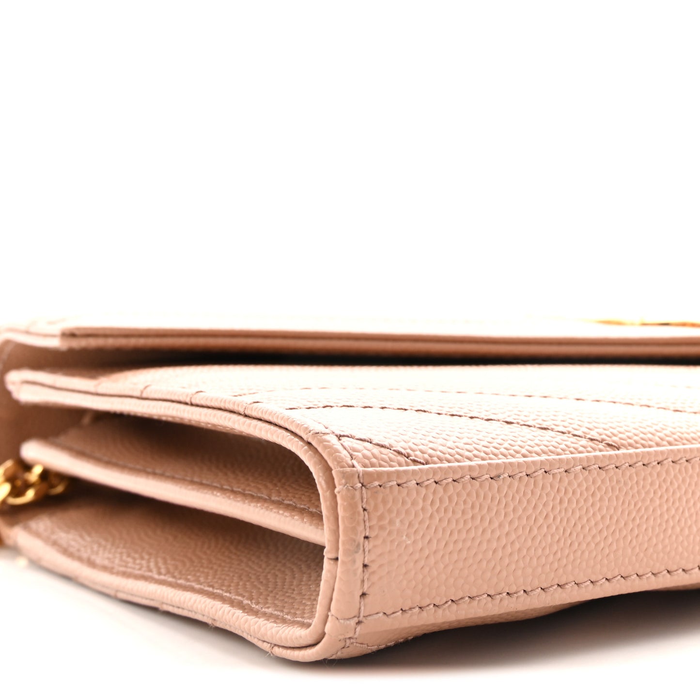Grain De Poudre Matelasse Chevron Monogram Chain Wallet Vintage Peach