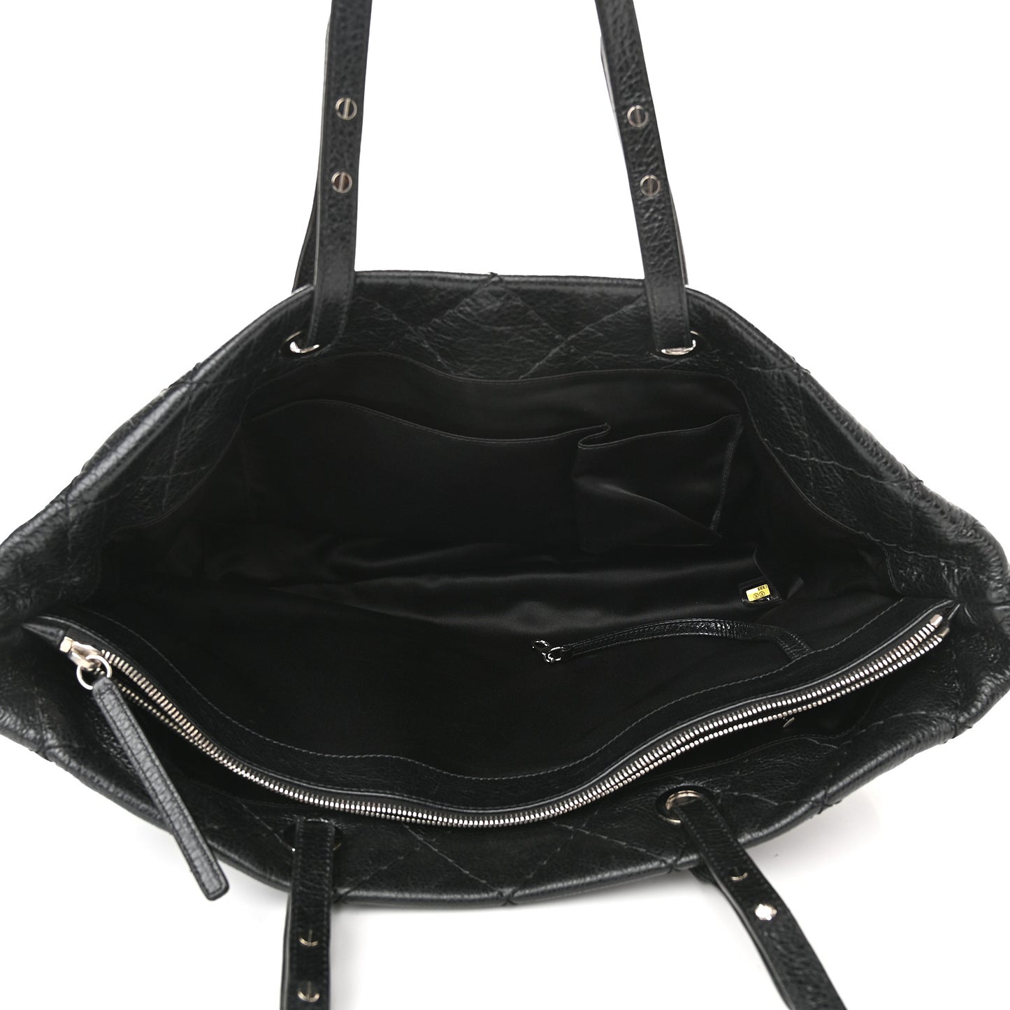 Glazed Calfskin Large On The Road Tote Black