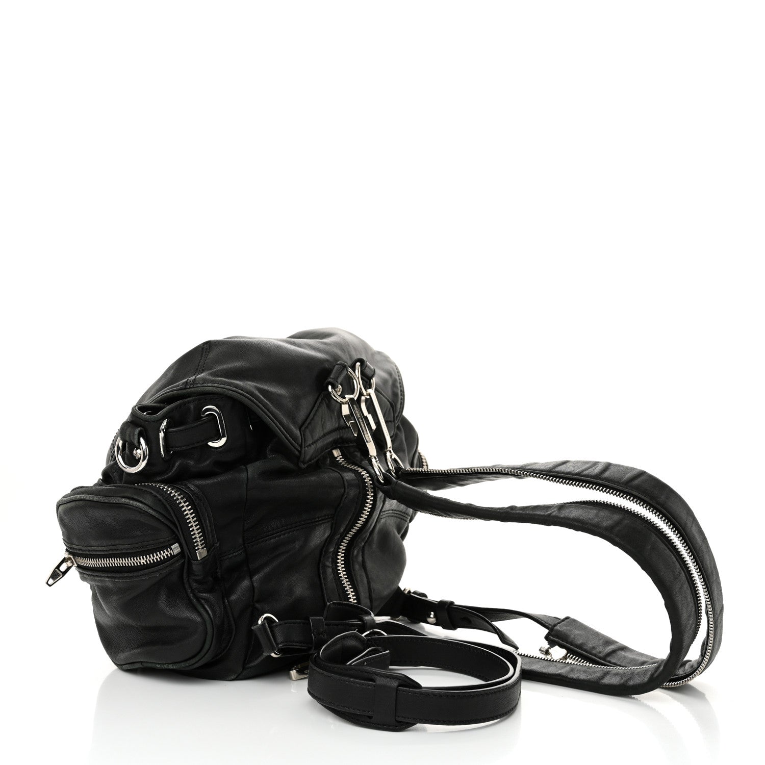 Alexander Wang Lambskin Marti Backpack Bag Washed Black Rhodium Hardware 3 of 14
