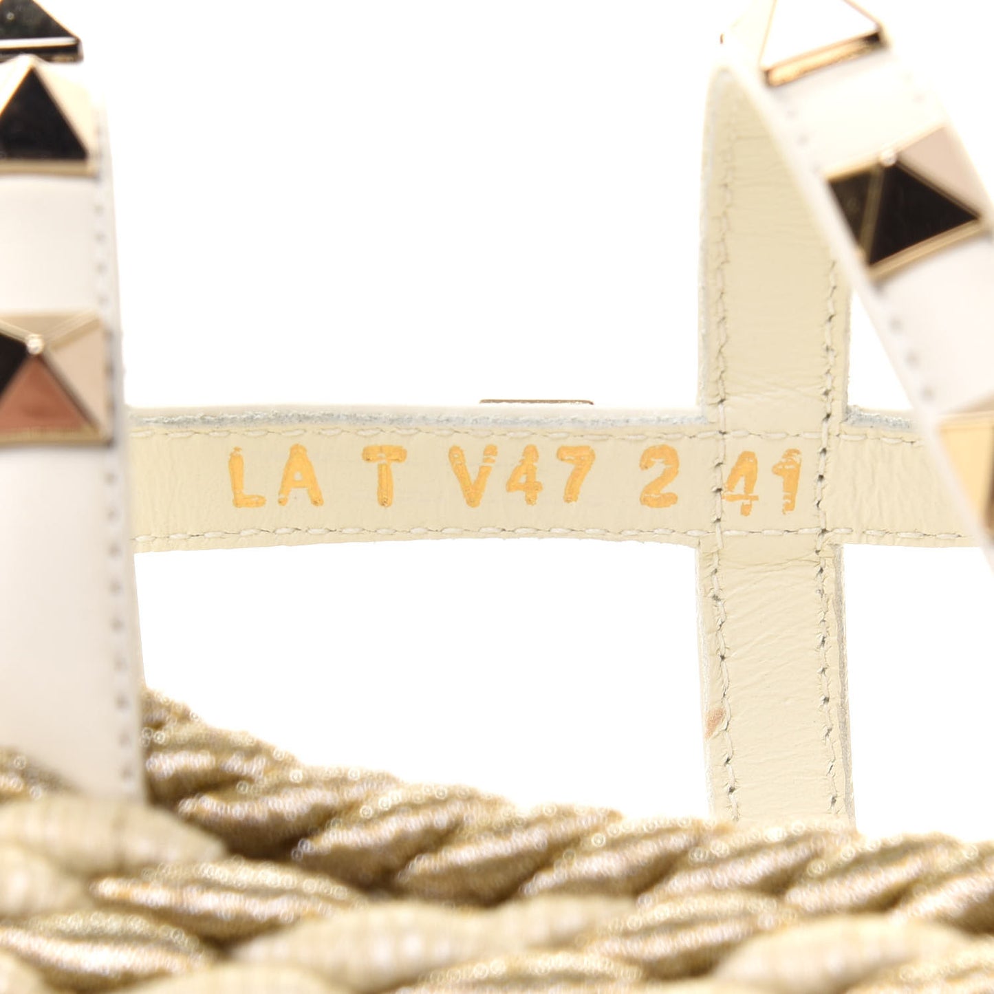 Calfskin Rockstud Ankle Strap Torchon Espadrille Caged 30/55mm Sandals 41 Light Ivory