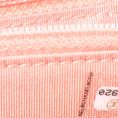 Chanel Caviar Camellia Embossed Small Zip Around Wallet Pink 5 of 11
