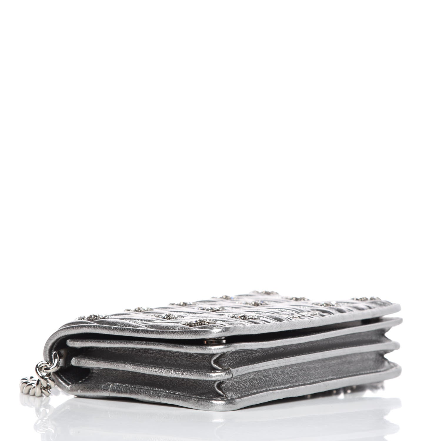 Miu Miu Nappa Crystal Chain Crossbody Cromo 4 of 11