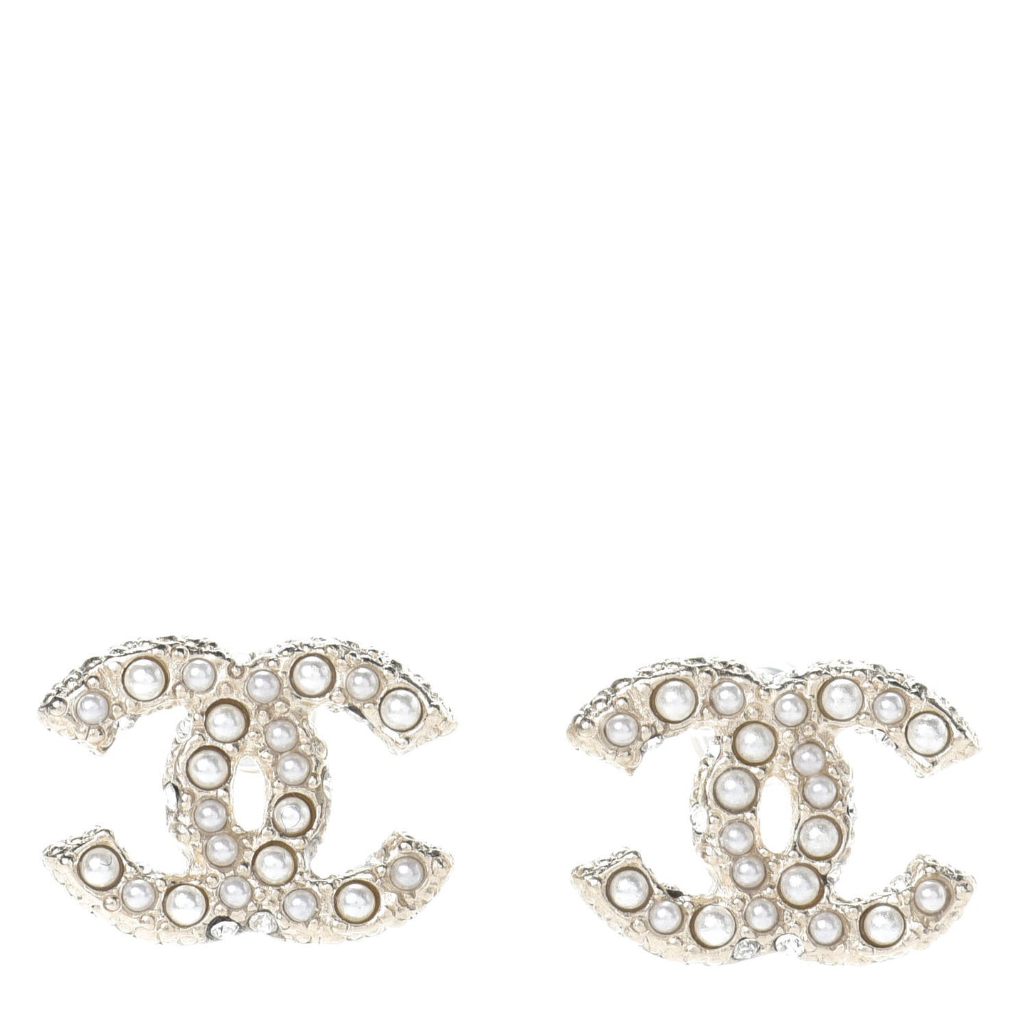Pearl Crystal CC Earrings Gold