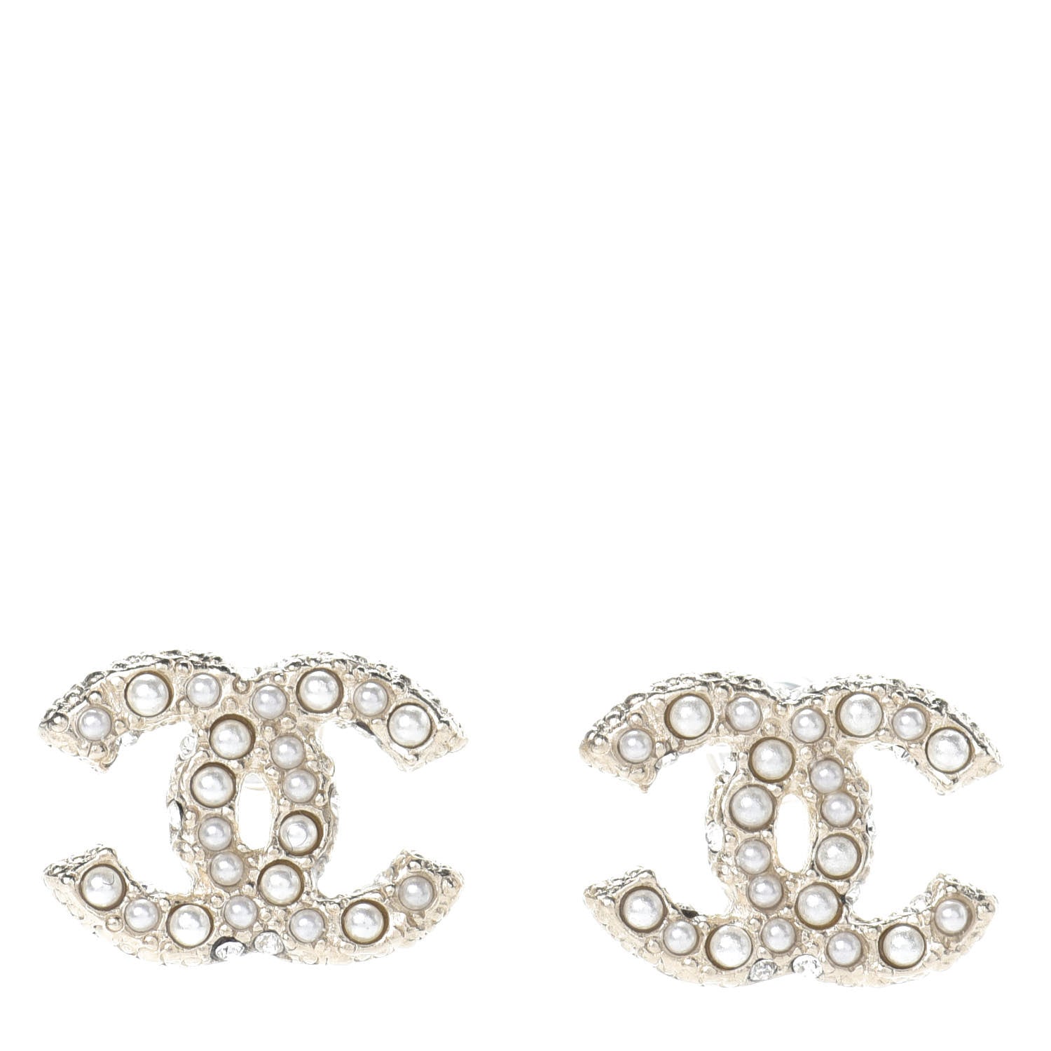 Chanel Pearl Crystal CC Earrings Gold 1 of 4
