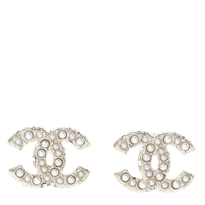 Chanel Pearl Crystal CC Earrings Gold 1 of 4