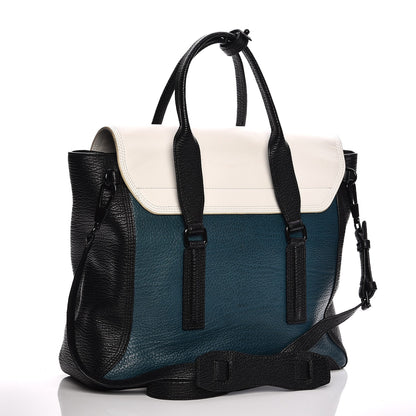 3.1 Phillip Lim 3.1 Textured Calfskin Colorblock Large Pashli Satchel Dark Teal 4 of 10