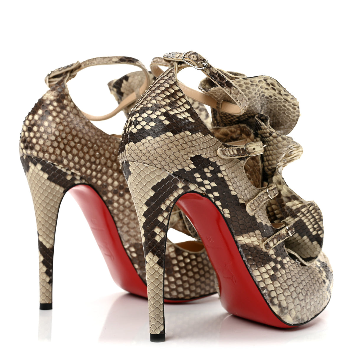Christian Louboutin Snakeskin Ruffle 120 Pumps 39 Roccia 5 of 9