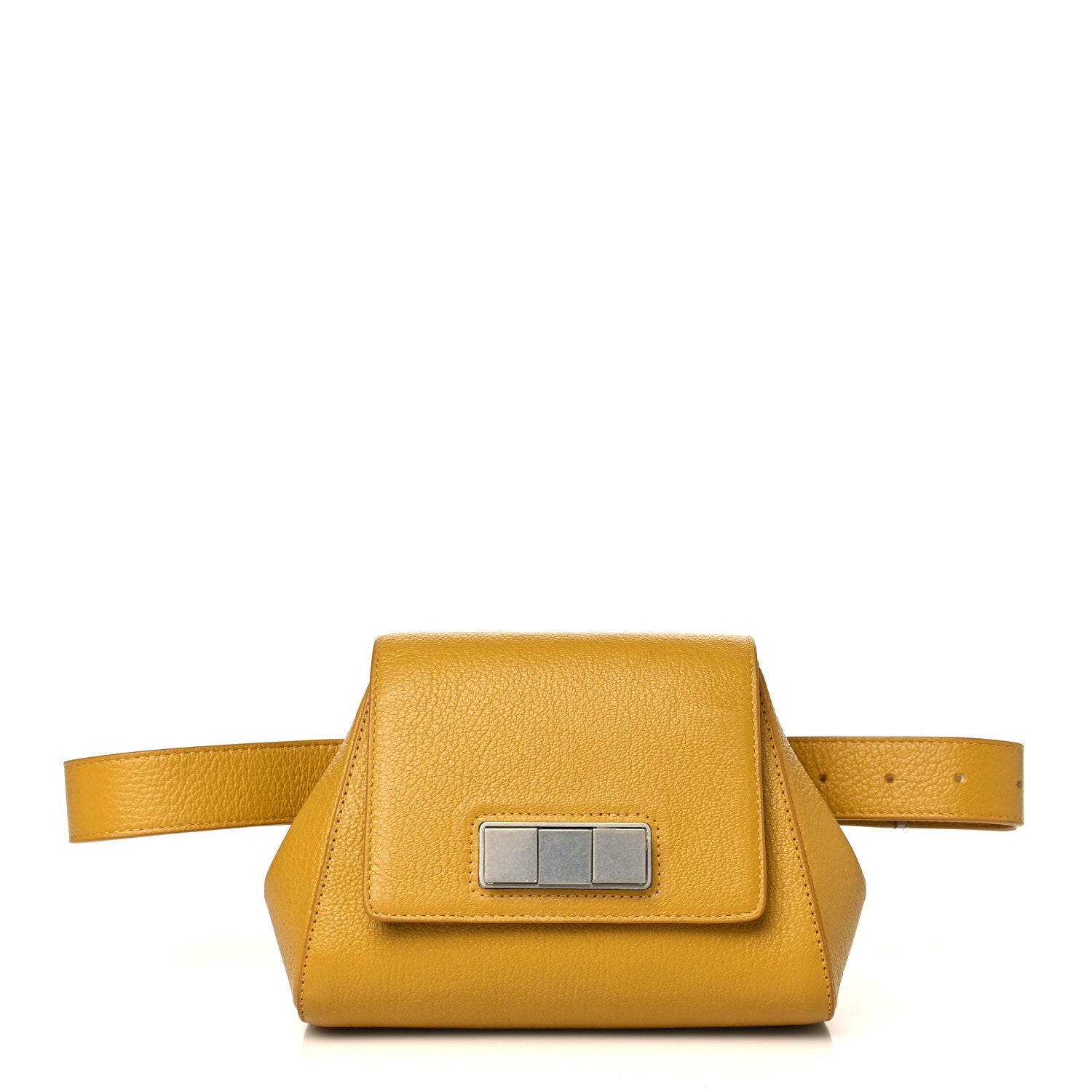 Bottega Veneta Grained Calfskin Geometric Belt Bag Mustard Yellow 1 of 8