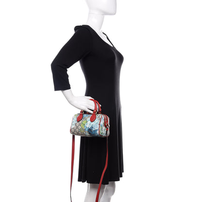 Gucci GG Supreme Monogram Blooms Mini Boston Navy Blue Hibiscus 3 of 12