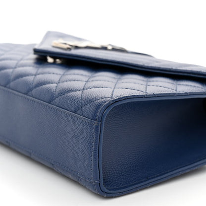 Saint Laurent SAINT LAURENT Grain De Poudre Textured Mixed Matelasse Triquilt Medium Monogram Satchel Denim 9 of 10