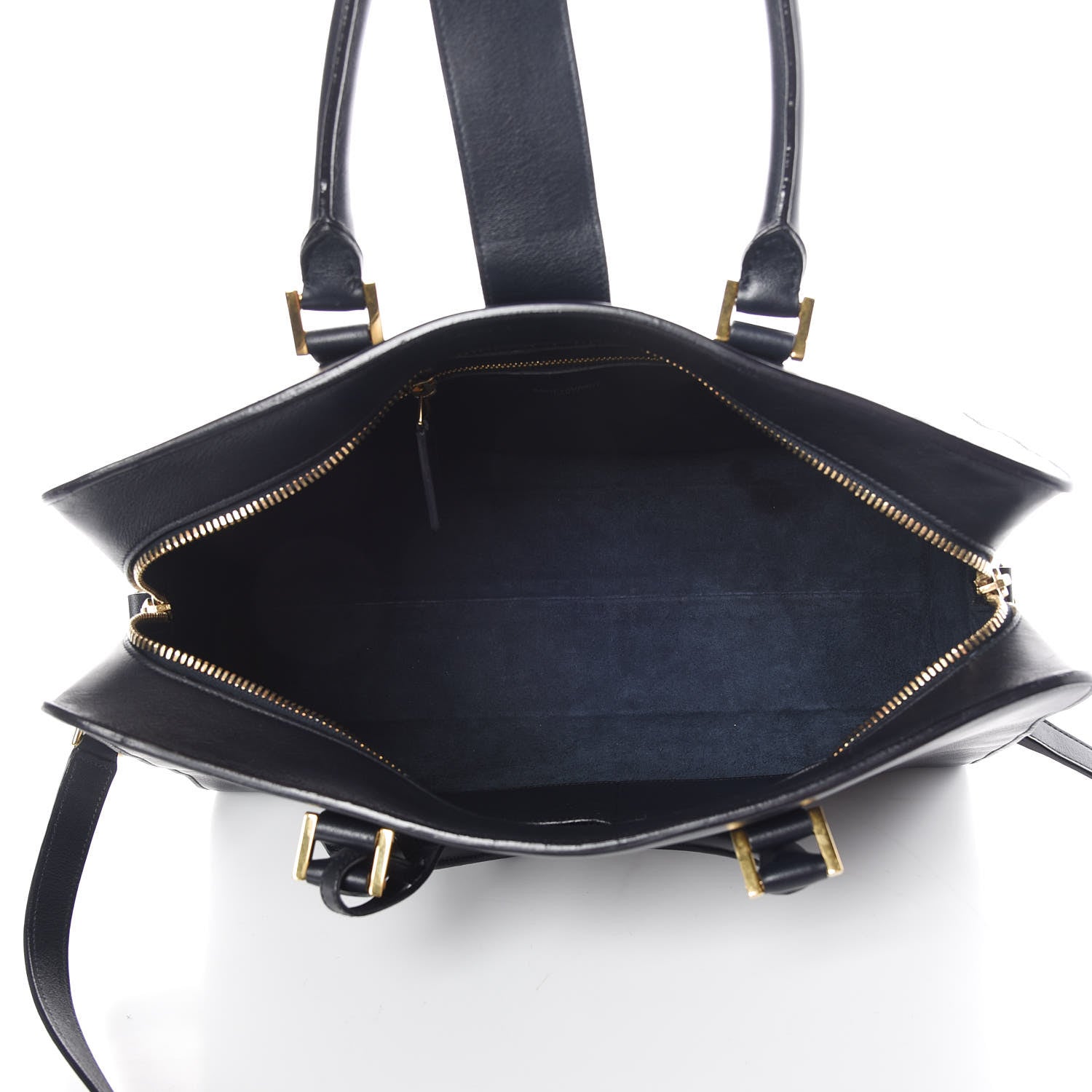 Saint Laurent Calfskin Medium Monogram Cabas Navy 6 of 12