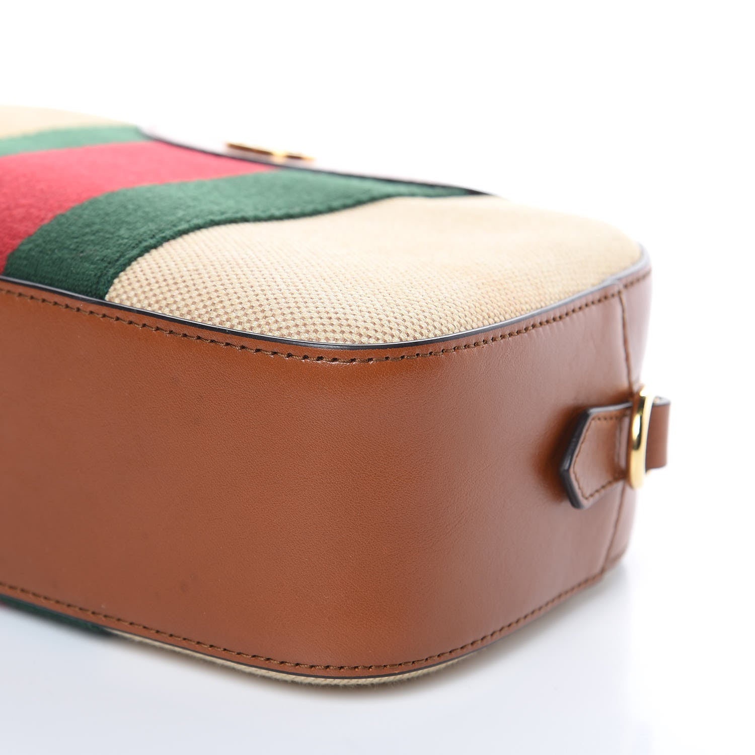 Gucci Vintage Canvas Web Shoulder Bag Sand Cuir 10 of 10