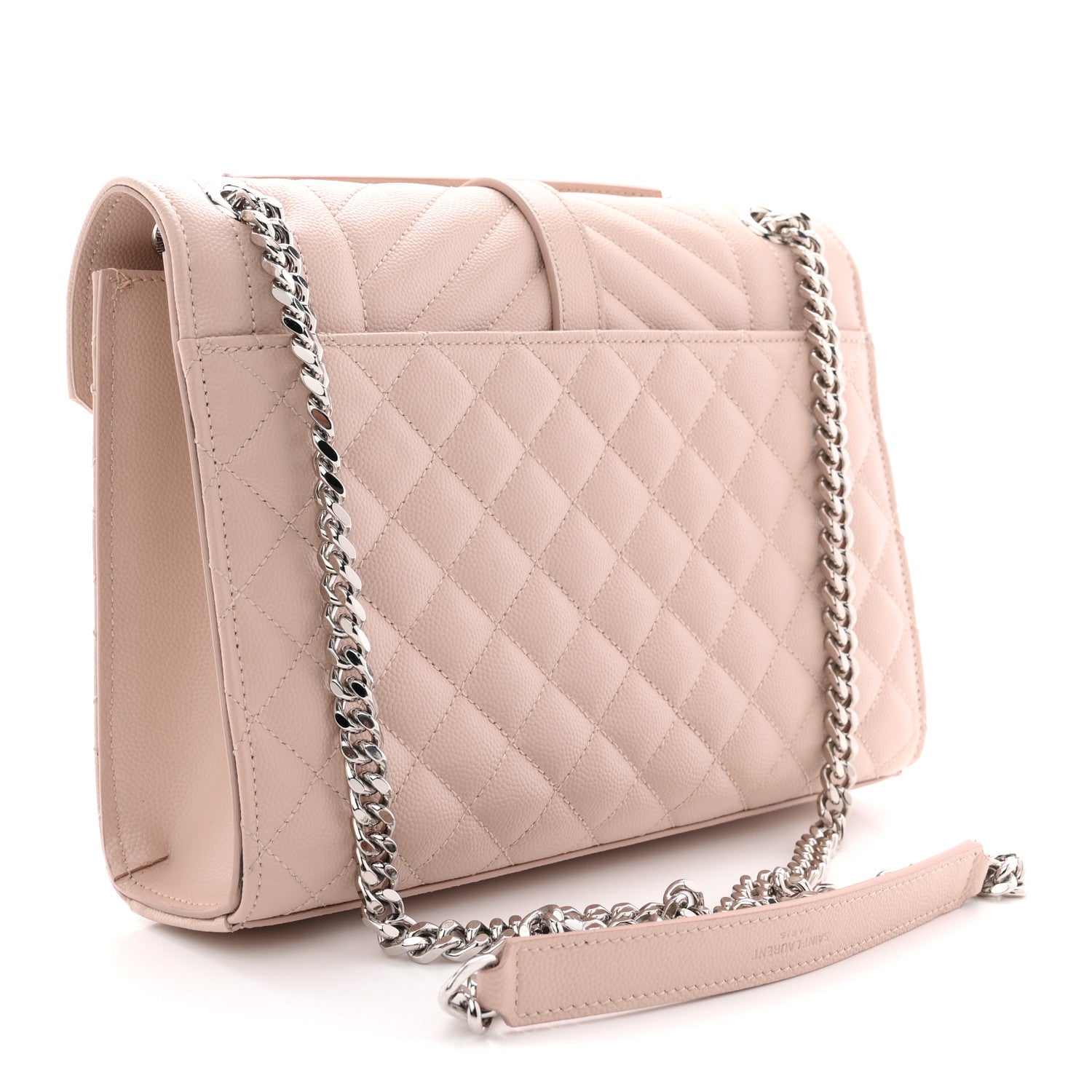 Saint Laurent Grain De Poudre Textured Mixed Matelasse Medium Triquilt Monogram Satchel Marble Pink 3 of 13