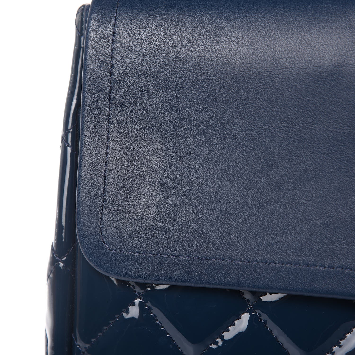 Chanel Patent Quilted Maxi Double Flap Navy Blue 11 of 14