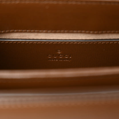 Gucci Glazed Textured Calfskin Mini Horsebit 1955 Top Handle Flap Bag Brown Sugar 6 of 14