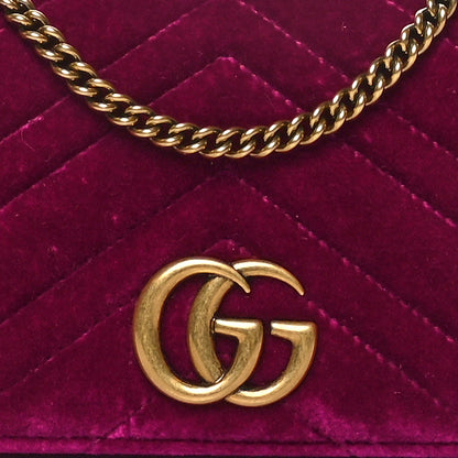 Gucci Velvet Matelasse GG Marmont Mini Bag Fuchsia Violet Cyclamen 5 of 9