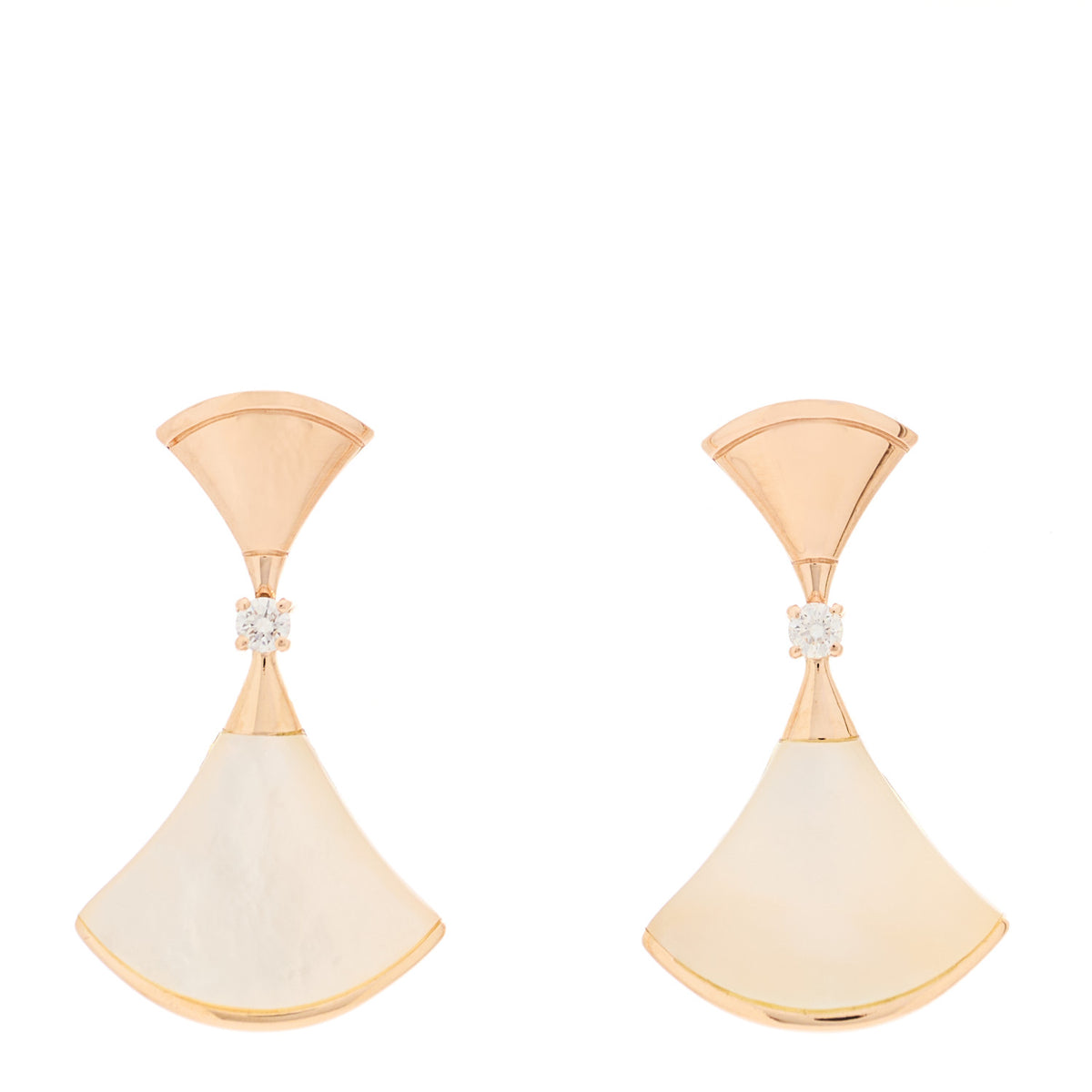 Bulgari 18K Rose Gold Diamond Mother of Pearl Divas' Dream Earrings 1 of 5