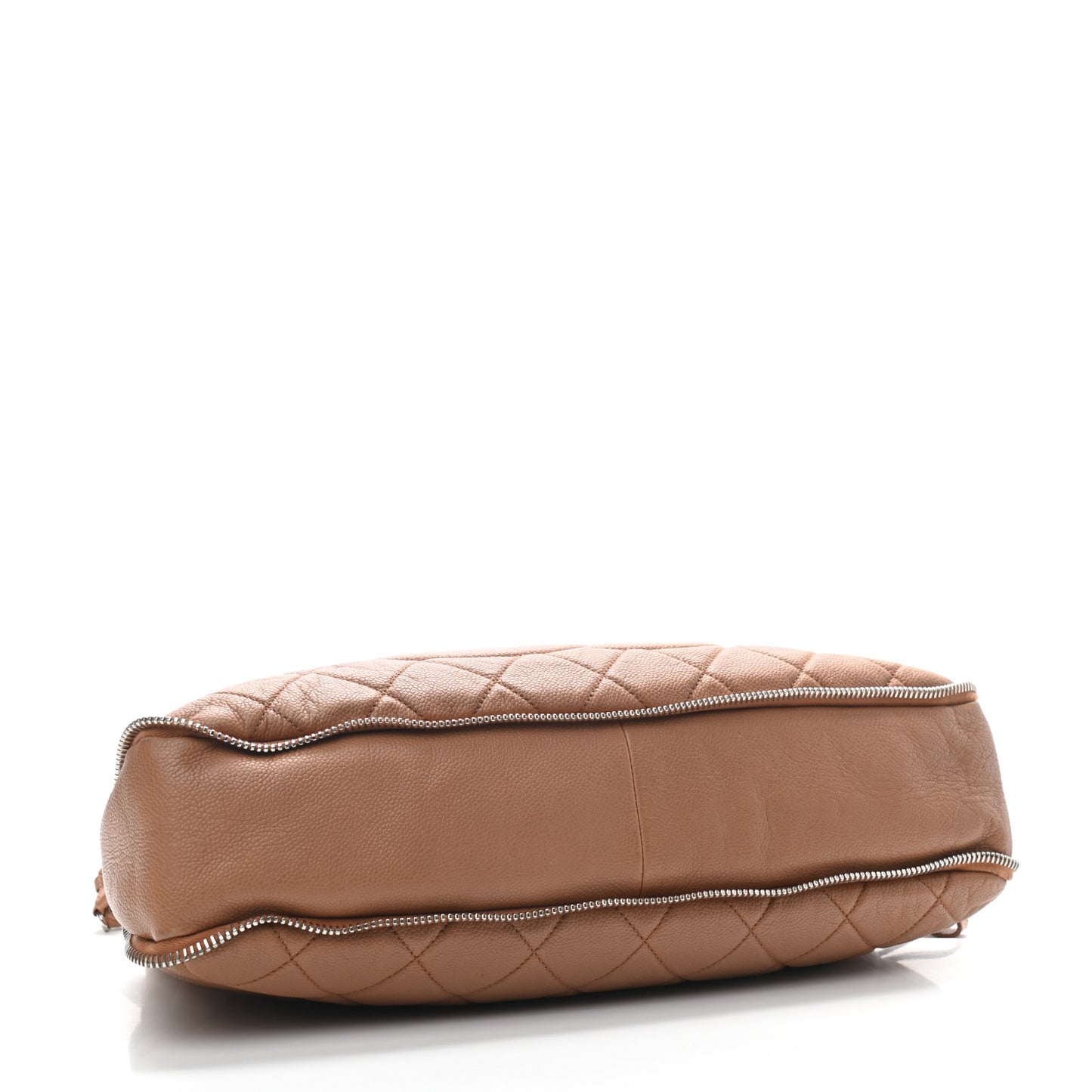Caviar Quilted Expandable Zip Shoulder Bag Beige