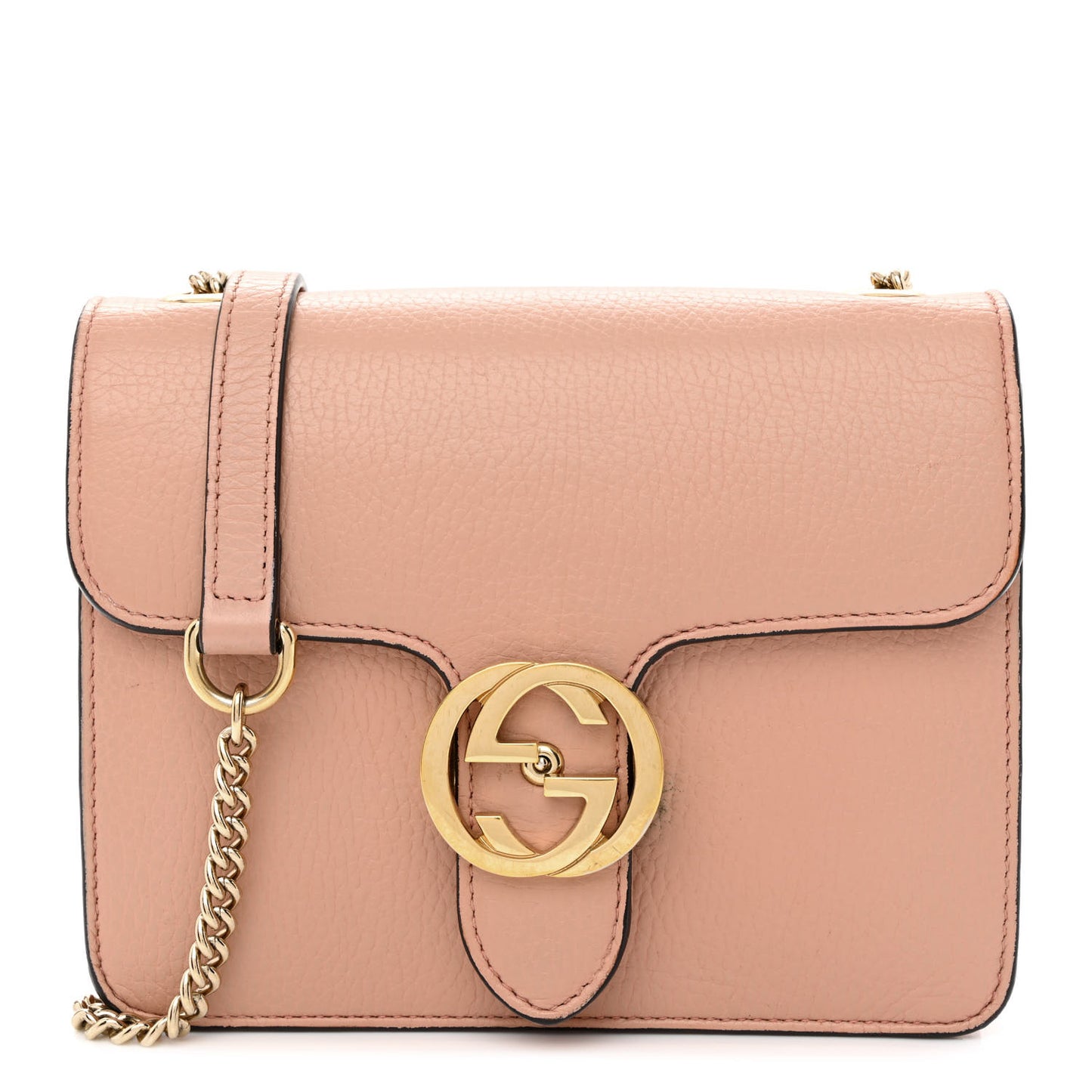 Dollar Calfskin Small Interlocking G Shoulder Bag Soft Pink