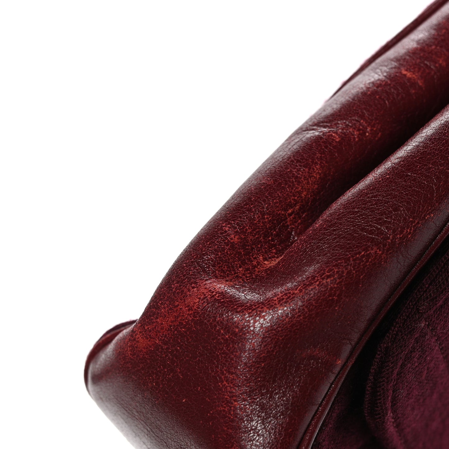 Lambskin Jersey Quilted Single Flap Burgundy