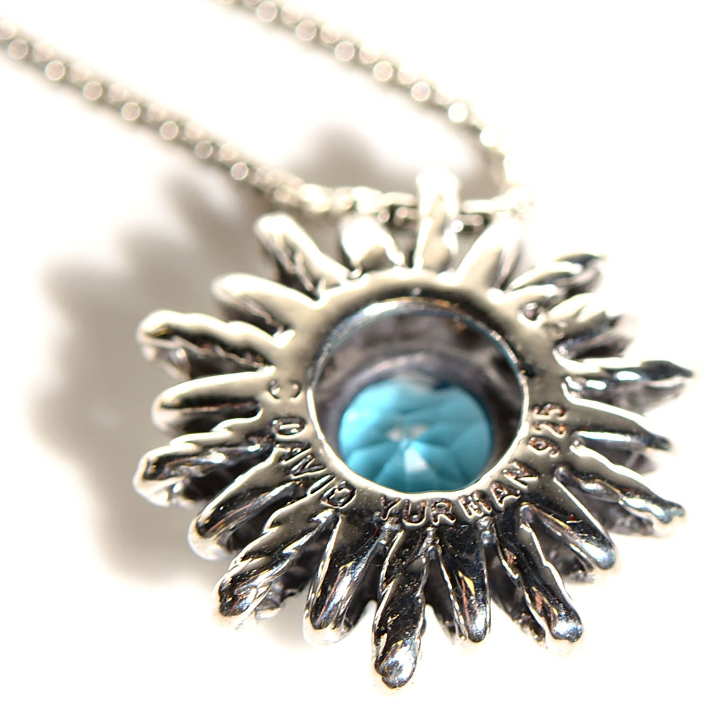 Sterling Silver Blue Topaz Starburst Pendant Necklace