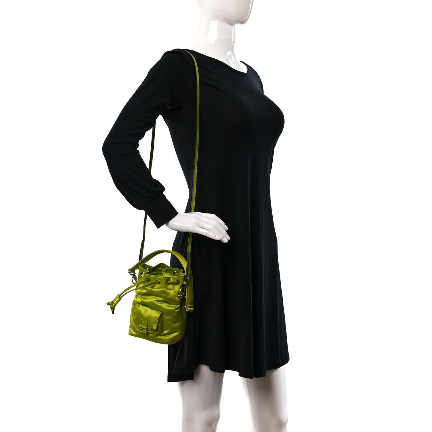 Nylon Ninfa Vitello King Cuoio Mini Mon Tresor Bucket Bag Wasabi
