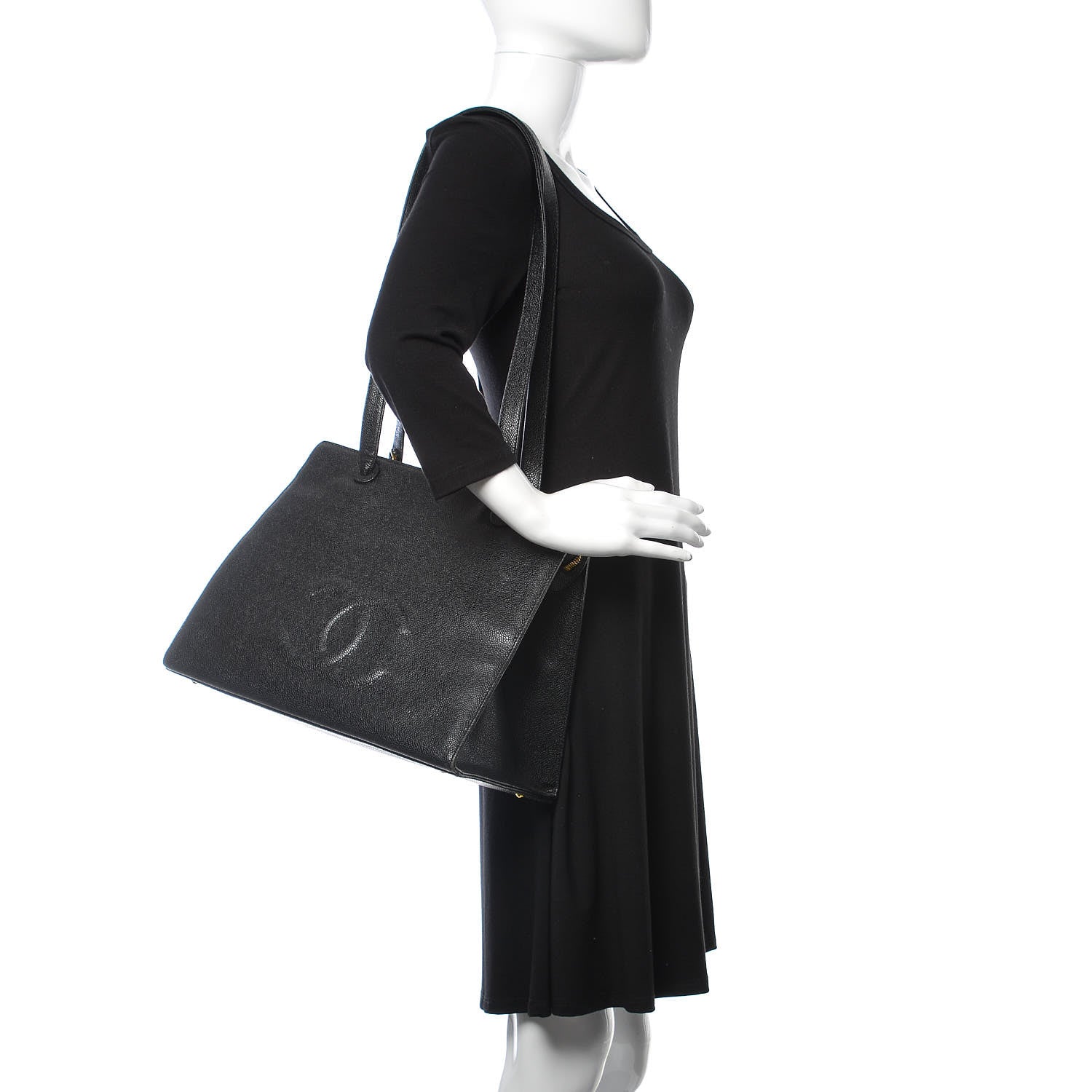 Chanel Caviar Large CC Shoulder Bag Black 2 of 13
