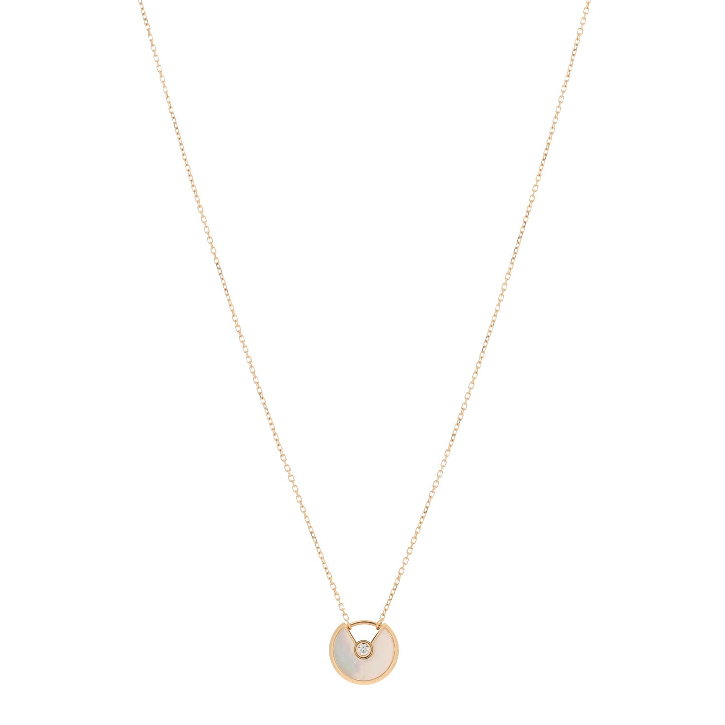 18K Yellow Gold Diamond Mother of Pearl XS Amulette de Cartier Pendant Necklace