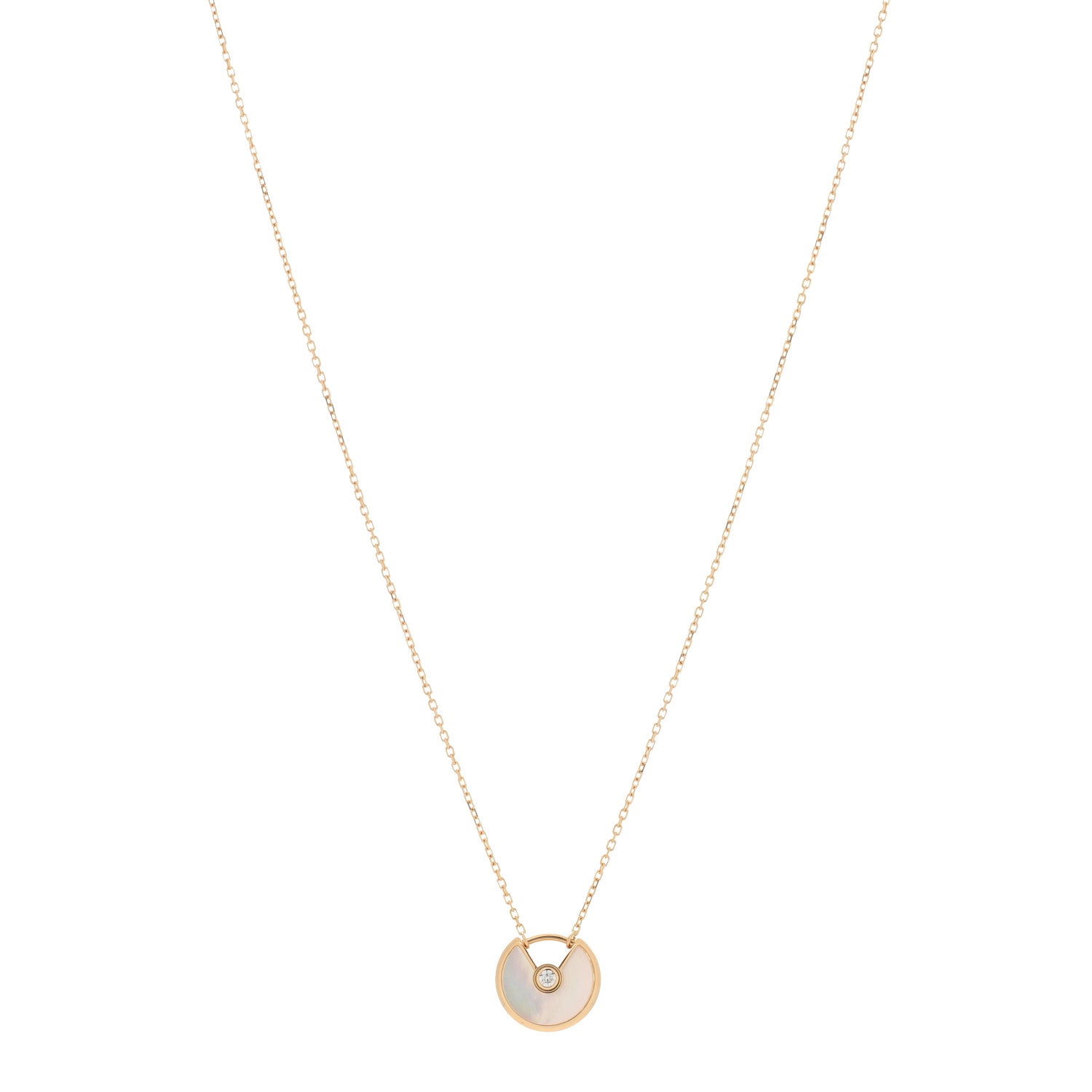 Cartier 18K Yellow Gold Diamond Mother of Pearl XS Amulette de Cartier Pendant Necklace 1 of 3