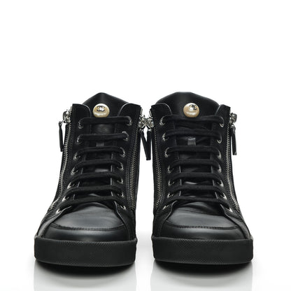 Chanel Calfskin Pearl High Top CC Sneakers 36 Black 2 of 8