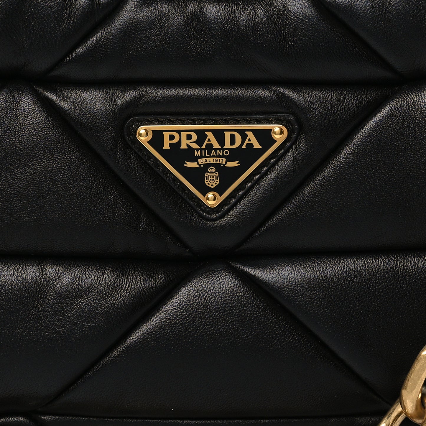 Nappa Re-Nylon Triangle Quilted Patchwork System Shoulder Bag Black