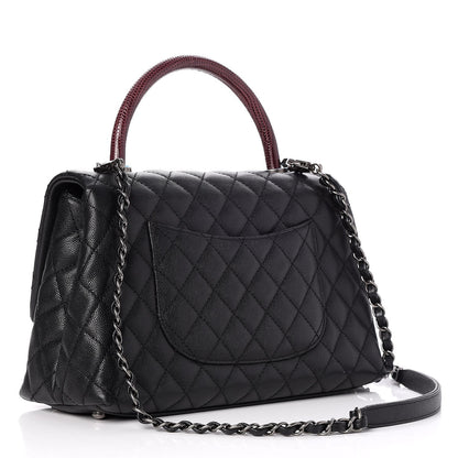 Chanel Caviar Lizard Quilted Small Coco Handle Flap Black 3 of 9