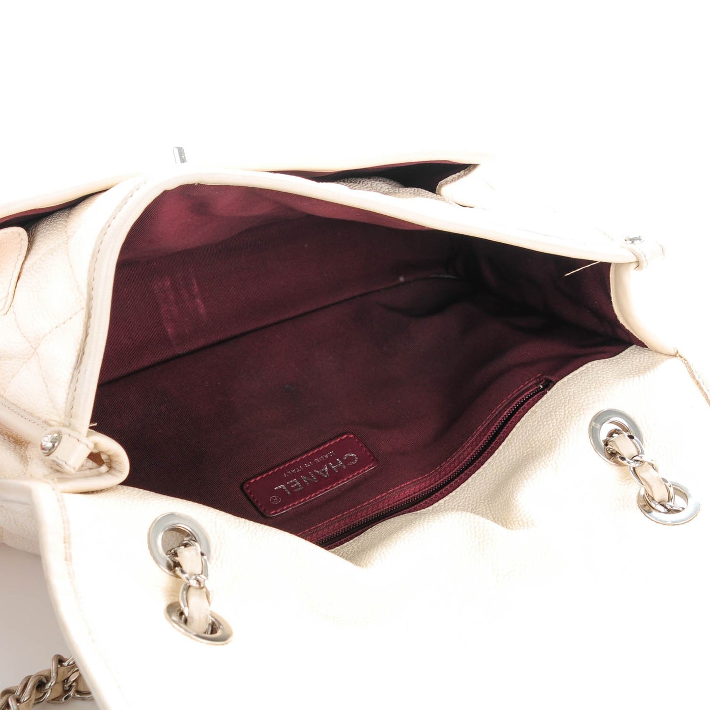 Caviar Quilted Medium French Riviera Flap White