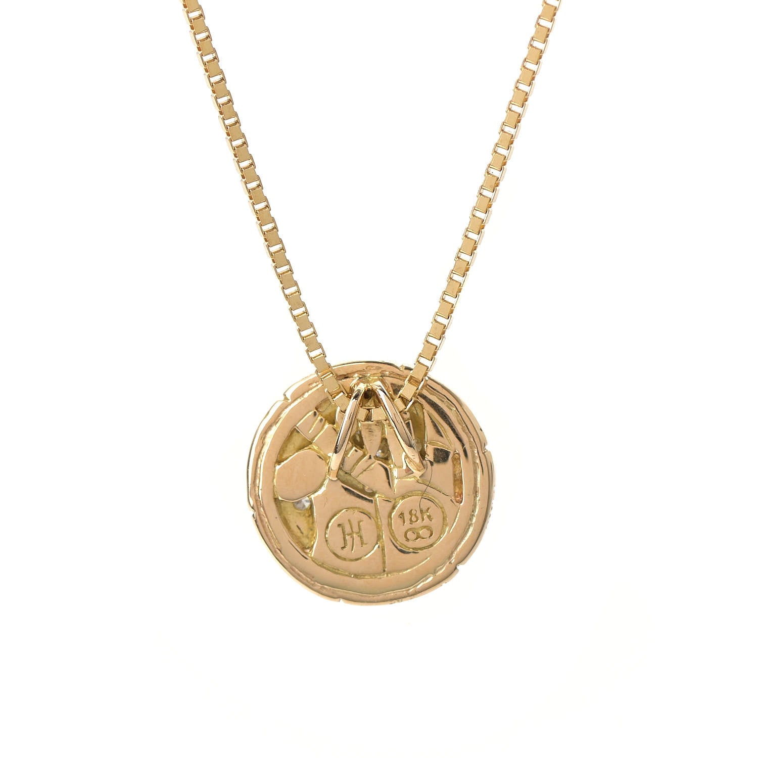 John Hardy 18K Yellow Gold Diamond Bamboo Pendant Necklace 4 of 5