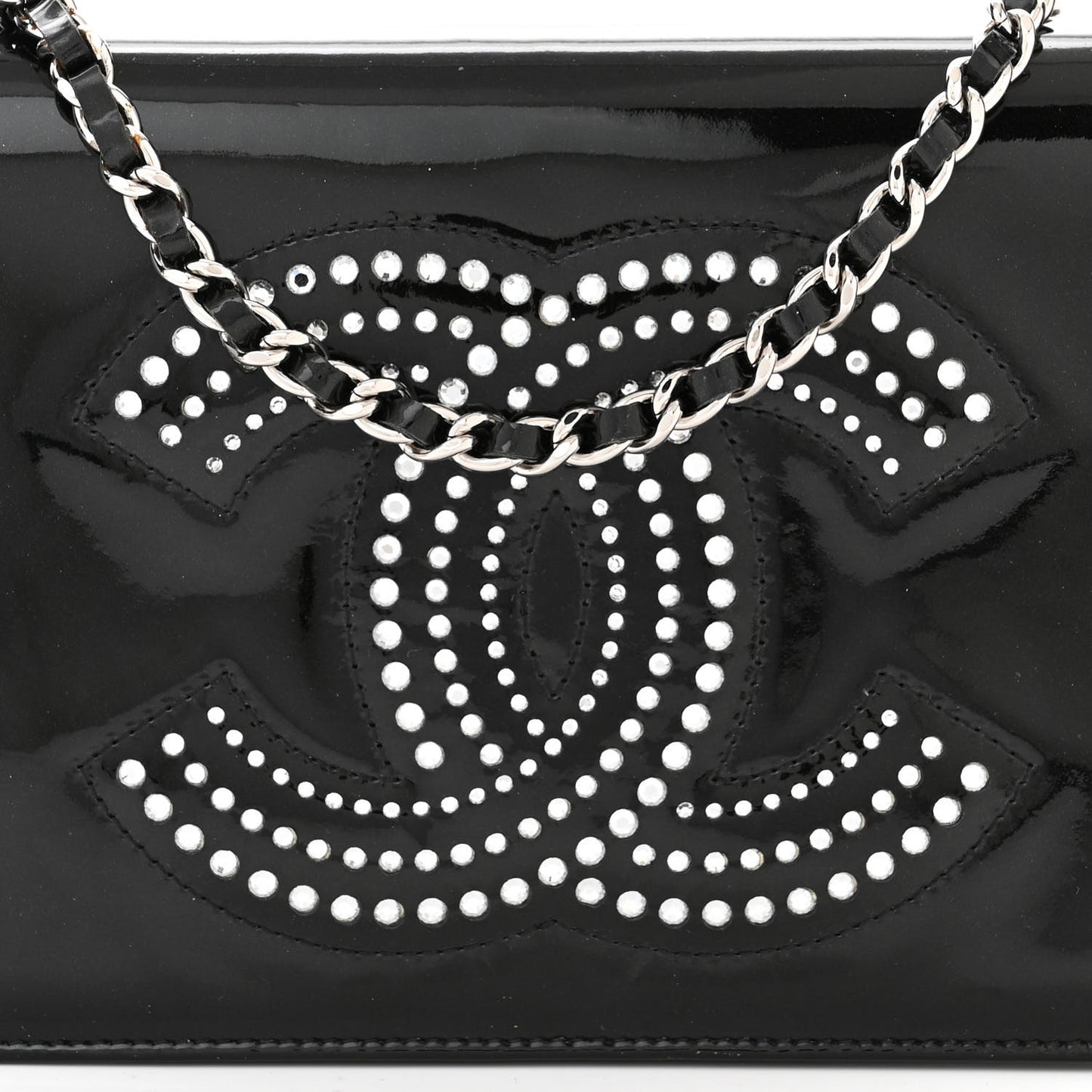 Patent Strass Wallet On Chain WOC Black