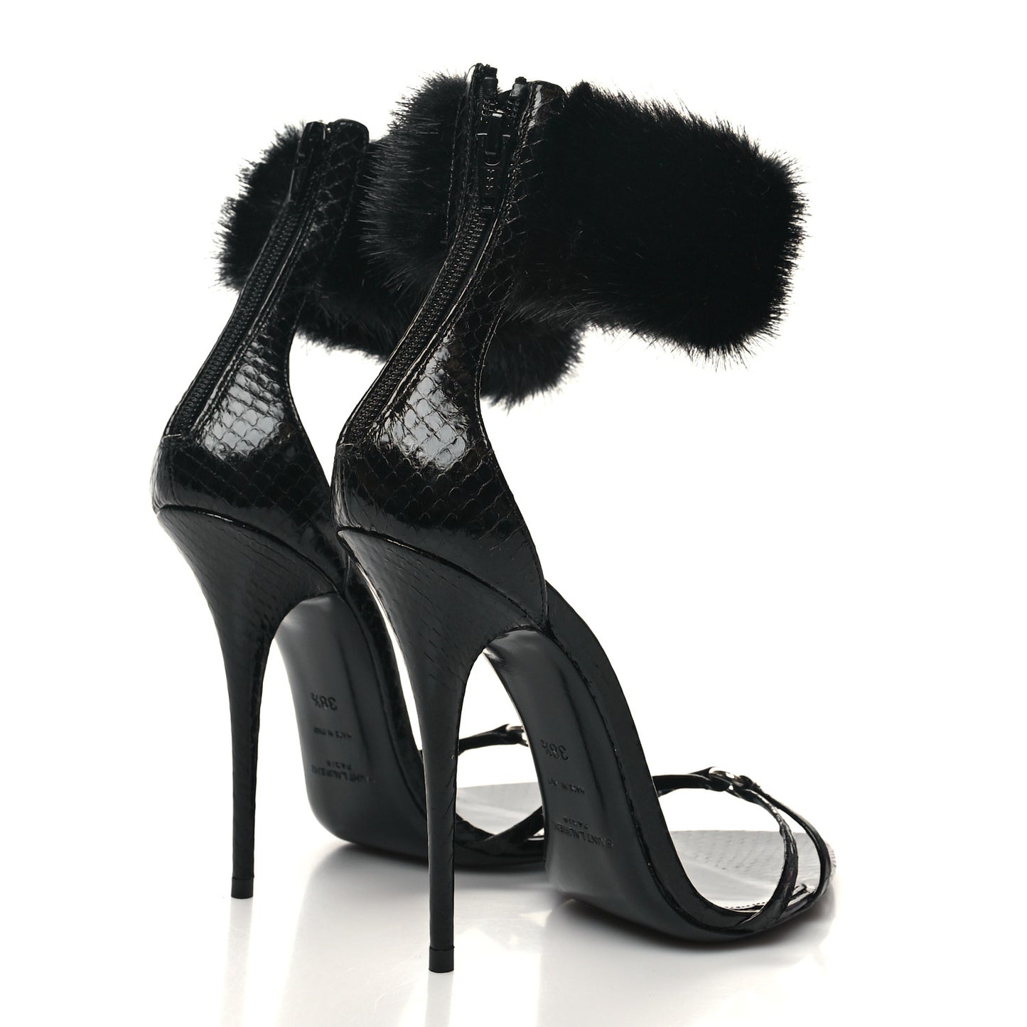 Ayers Faux Furl Gippy 110 Sandals 38.5 Black