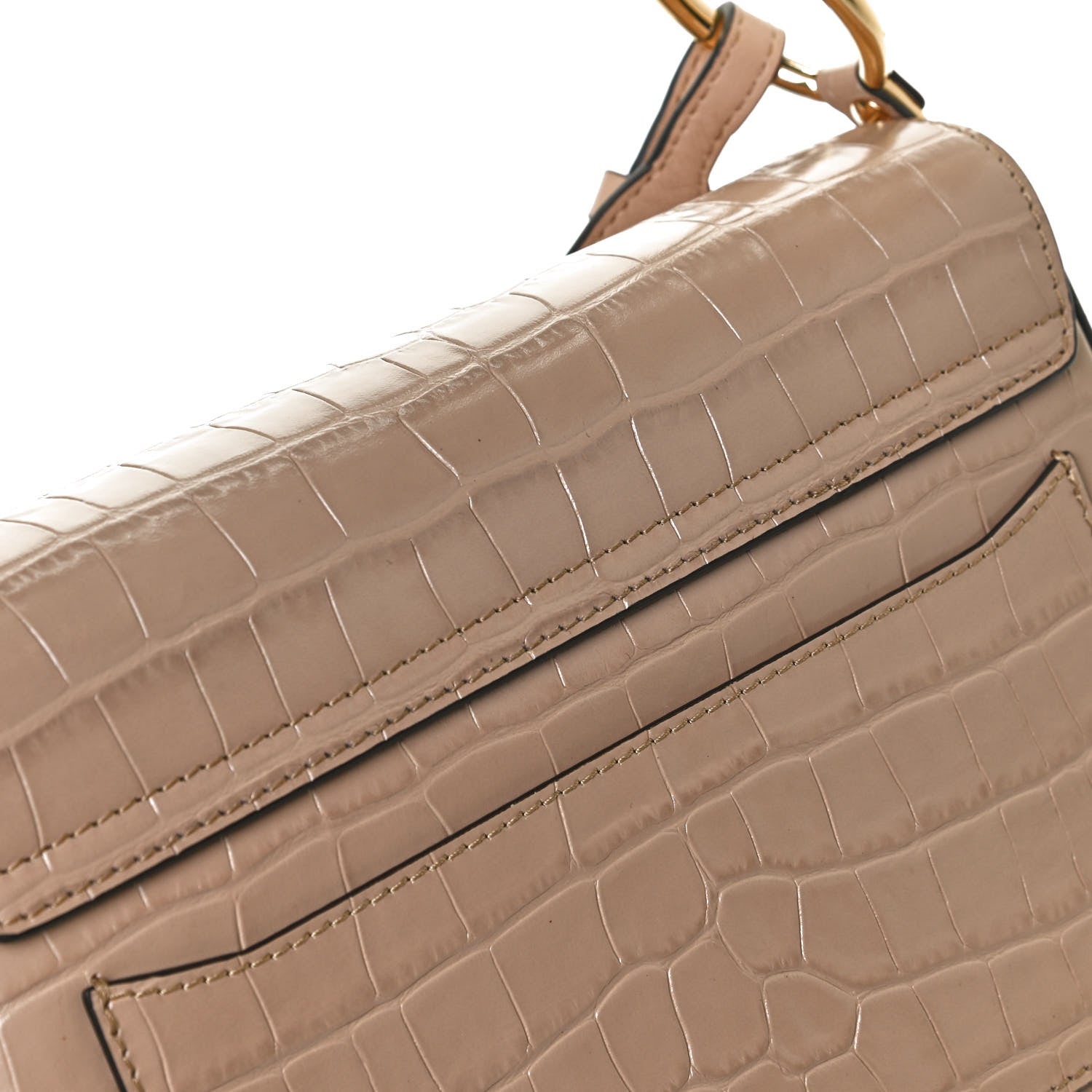 Chloe Calfskin Crocodile Embossed Small C Double Carry Nut 18 of 20