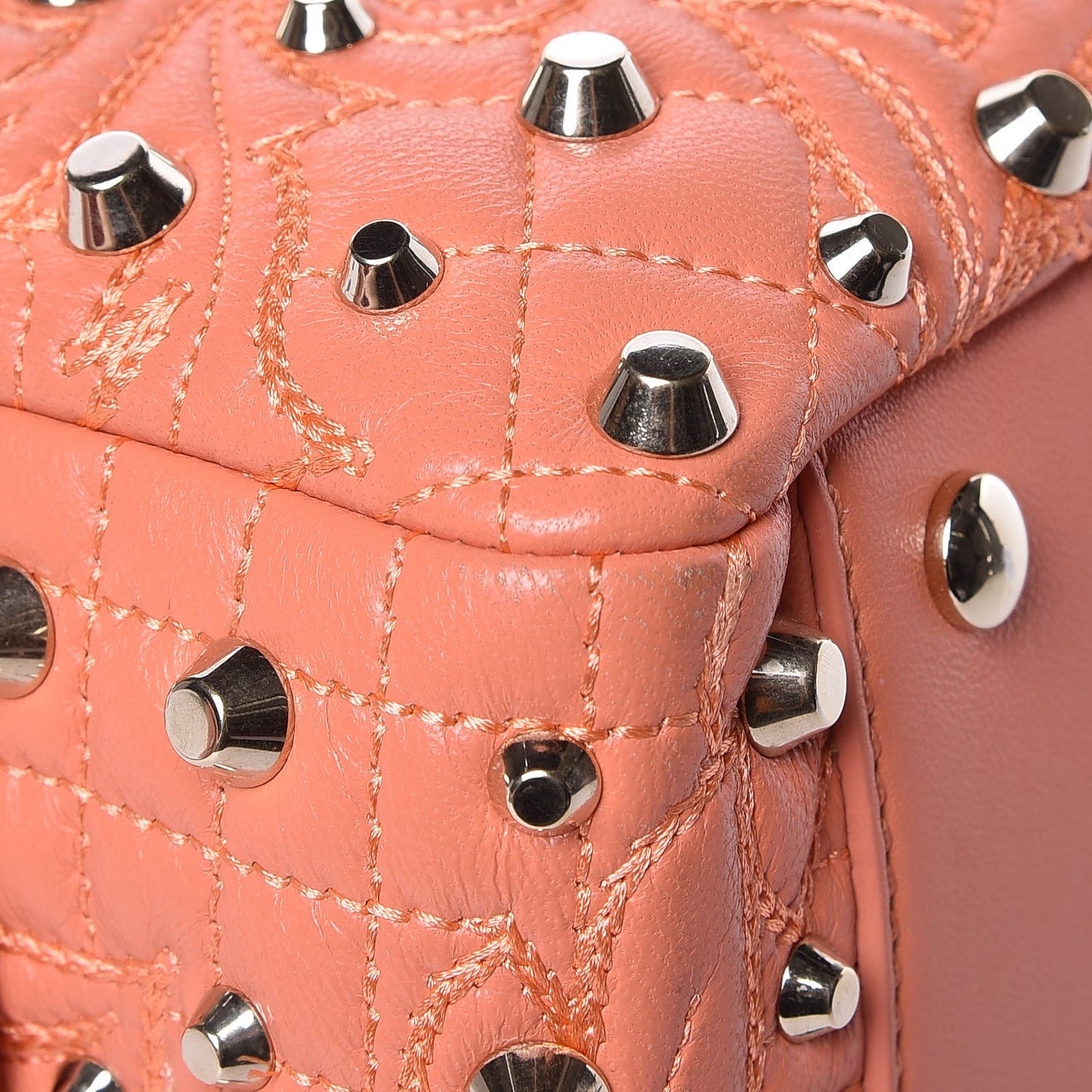 Nappa Barocco Quilted Studded Vanitas Demetra Salmon