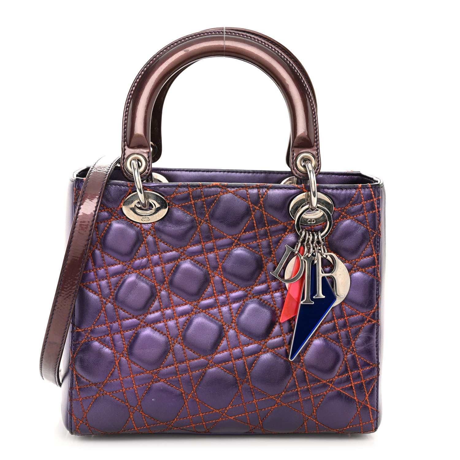 Christian Dior Metallic Lambskin Cannage Medium Anselm Reyle Lady Dior Purple Orange 1 of 10