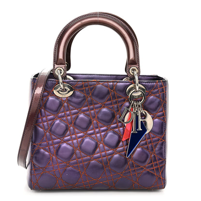 Christian Dior Metallic Lambskin Cannage Medium Anselm Reyle Lady Dior Purple Orange 1 of 10